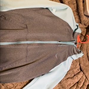 Grey and blue nike zip up jacket